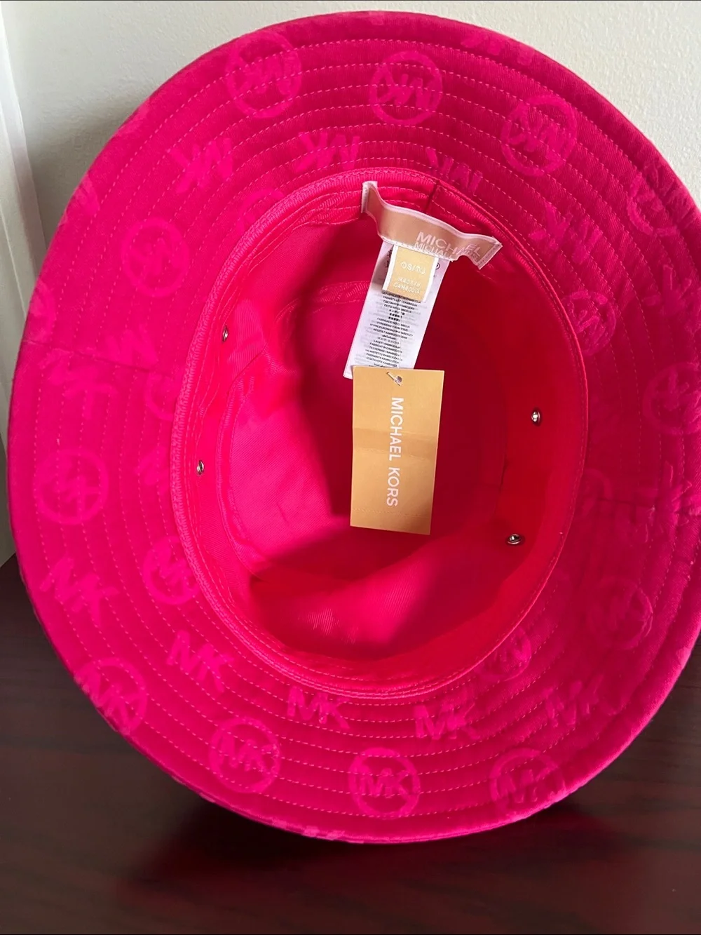 Michael Kors Hot Pink MK Logo Bucket Hat